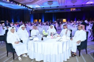 Minister of Environment and Climate Change and Managing Director and CEO of Qatar Rail H E Dr. Abdullah bin Abdulaziz bin Turki Al Subaie (third right) and other officials at the Iftar event.