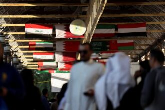 Gulf Cooperation Council (GCC) countries' national flags are seen hanging in Mubarakiya Market, Kuwait City, Kuwait, Dec. 23, 2024. (Reuters Photo)