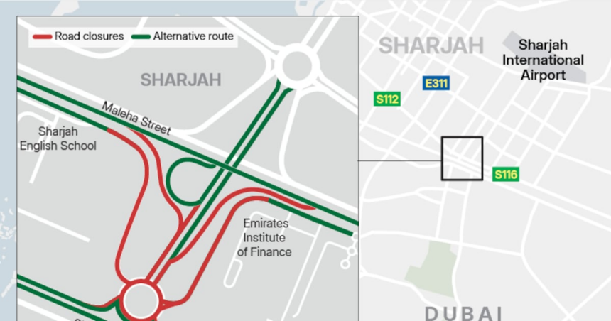 Sharjah road closures in place for two months due to Etihad Rail work