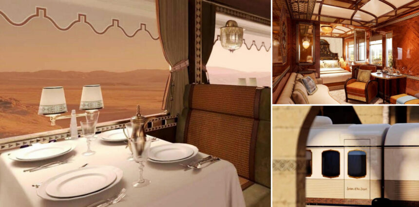 Saudi Arabia is set to redefine luxury travel with the region’s first five-star train, featuring 34 lavish suites, world-class dining by international chefs, and majlis-inspired lounges