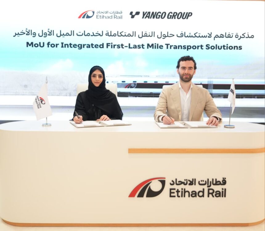 Azza Alsuwaidi, Deputy CEO of Etihad Rail Mobility and Islam Abdul Karim, Regional Head, Yango Group Middle East