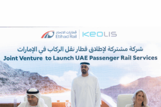 His Highness Sheikh Theyab bin Mohamed bin Zayed Al Nahyan, Deputy Chairman of the Presidential Court for Development and Fallen Heroes’ Affairs, Chairman of Etihad Rail, attended the announcement of a landmark joint venture between Etihad Rail